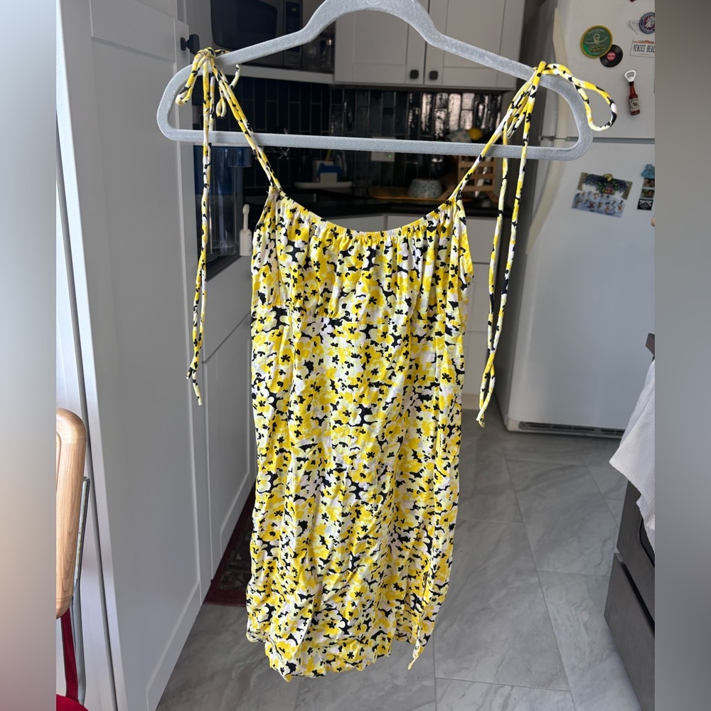Motel Rocks Sundress with tied straps. Slit on side. Size: Small